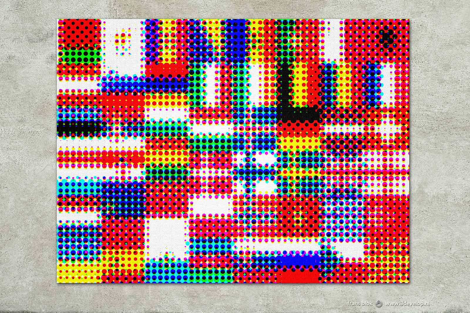 halftone patterned version of a composition of 48 European flags