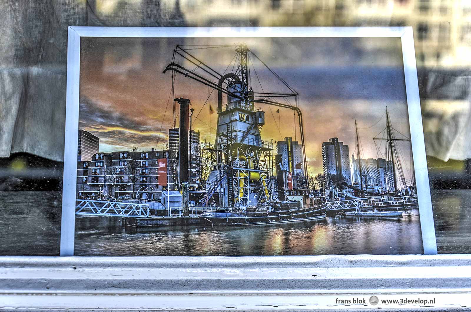 Framed photograph of the grain elevator at the Maritime Museum, on exhibition in the 3Develop Lijnbaan gallery