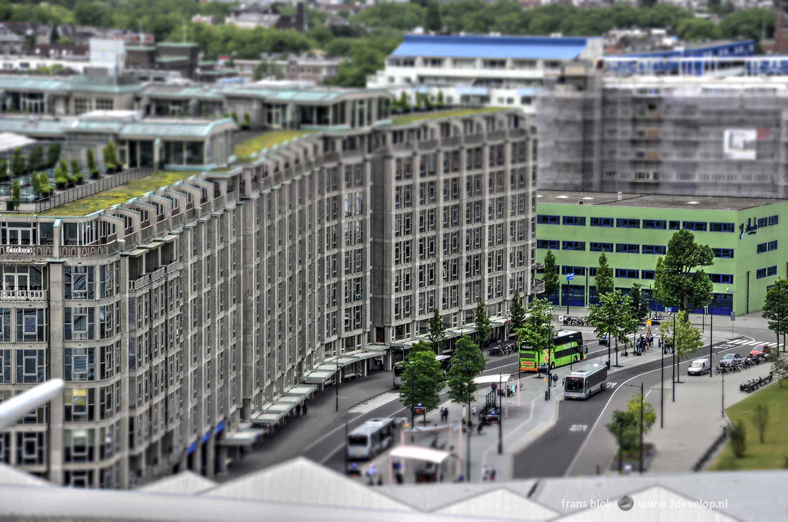 The Miniworld or Madurodam effect on a photo of Groothandelsgebouw in Rotterdam