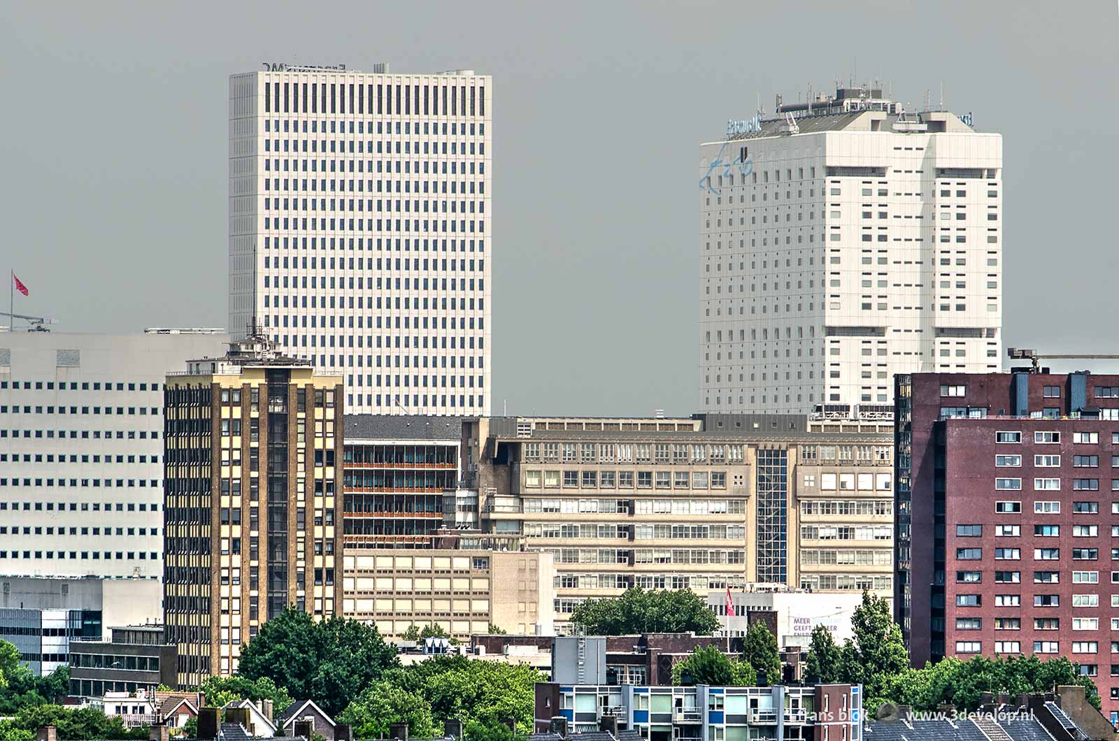 Erasmus medical center in Rotterdam with the former GEB tower in front of it