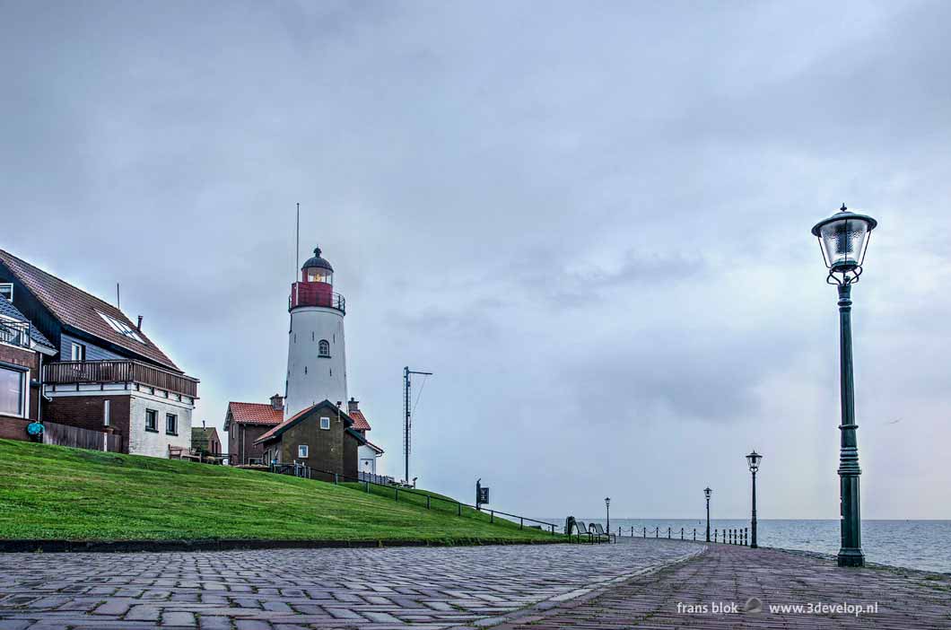 The boulevard at the former island of Urk on a cloudy day in autumn shortly before sunset