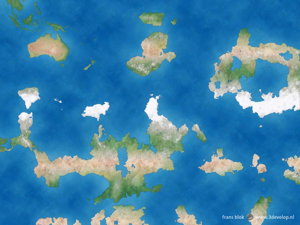 Detail of a world map of a hypothetical Flat Earth, with Australia, New Zealand, Indonesia and various continents to the east and south