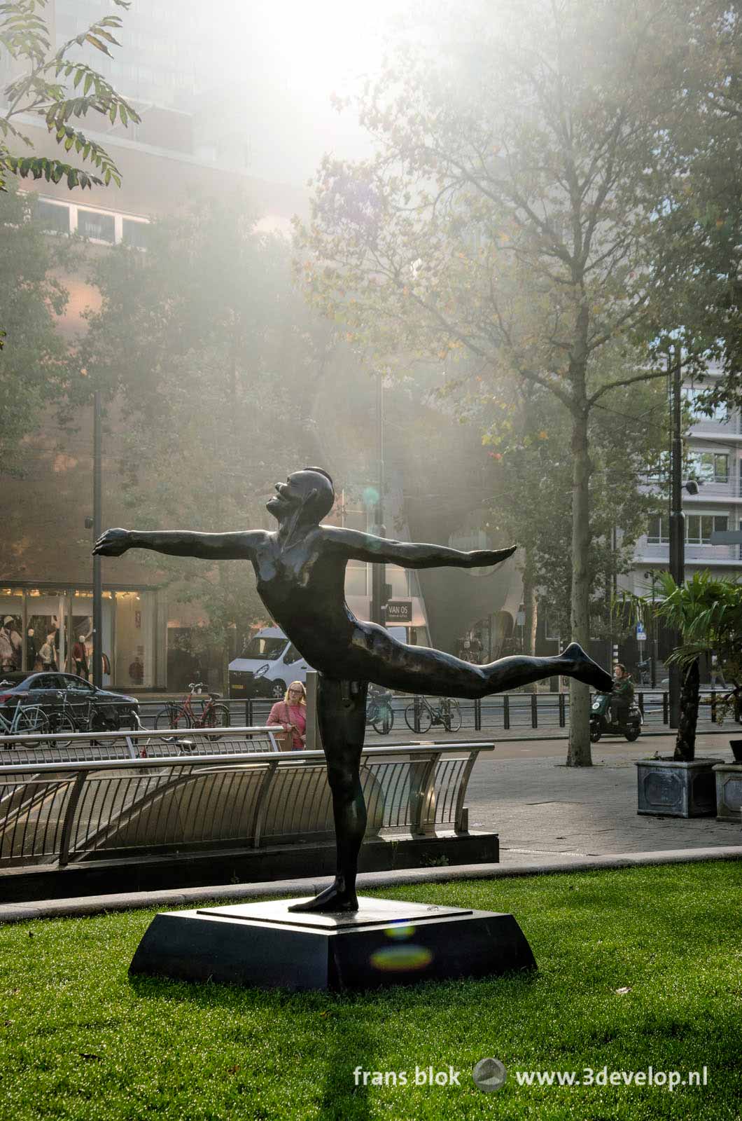 Coolsingel boulevard in Rotterdam, Holland on a misty day in autumn