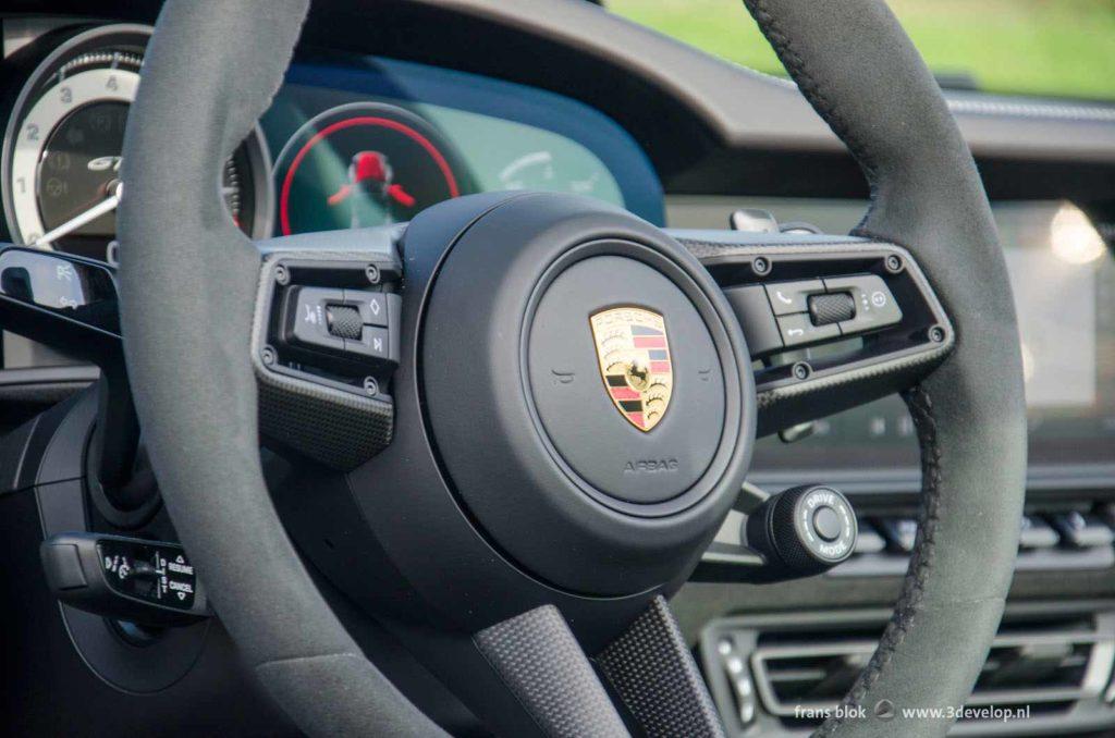 Steering wheel of a Porsche 992 Targa 4 GTS