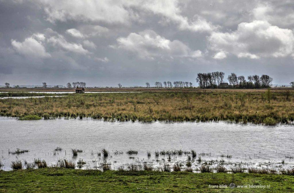 Dramatic skies over a wild landscape on the Dutch nature island of Tiengemeten