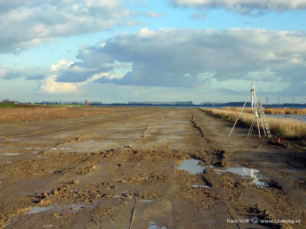 Measuring device on an empty plane during the transformation of the island of Tiengemeten, The Netherlands from agriculture into nature