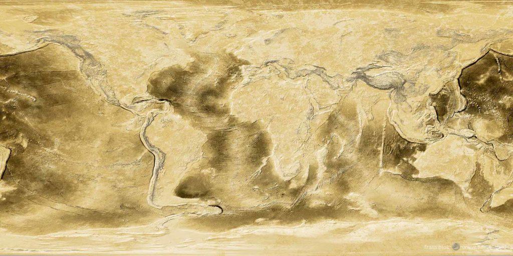 World map of the Dry Earth, our planet without a drop of water