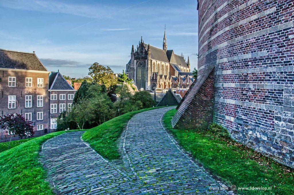 View from the Burcht in Leiden, The Netherlands towards Hooglandse Kerk