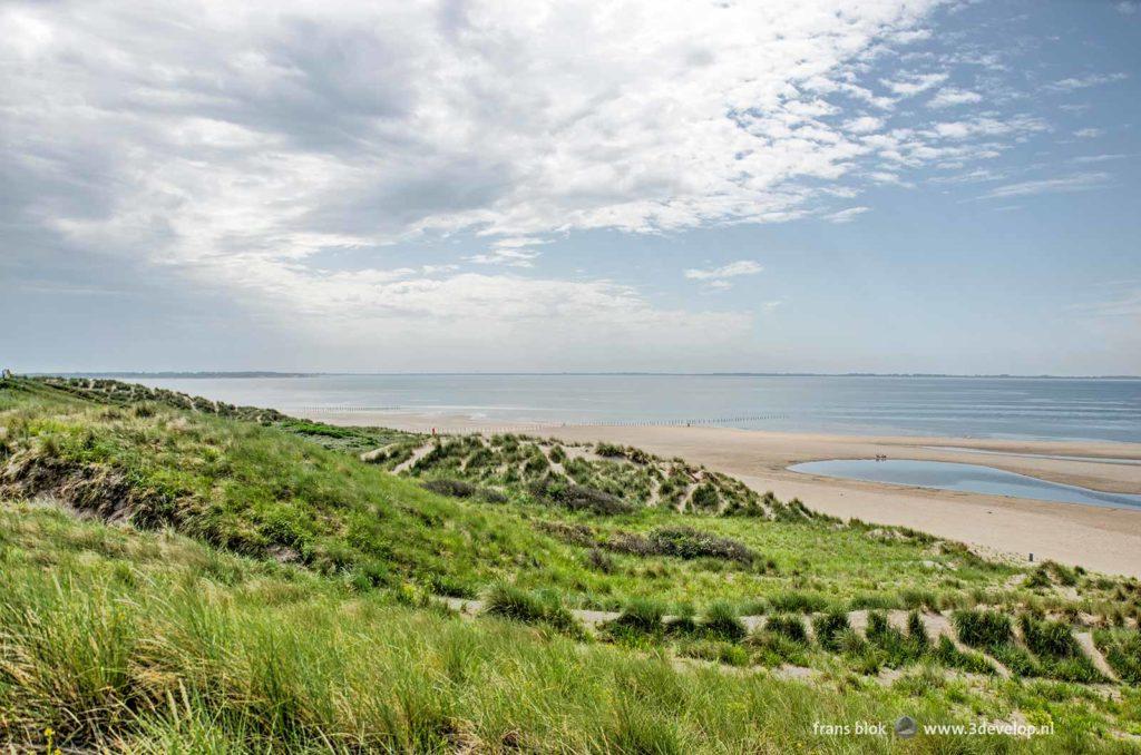 View from the Slufter on Maasvlakte near Rotterdam, The Netherlands across the Northsea and the islands of Voorne and Goeree