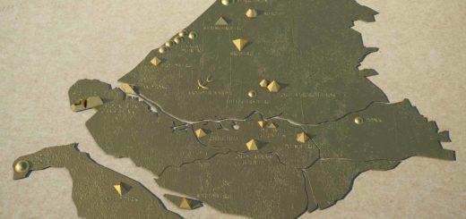 Graphic image of South-Holland as a piece of copper with on in the most beautiful mountains and hills of the province