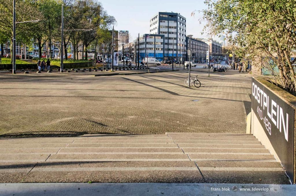 large stone area that could use some greening on Oostplein in downtown Rotterdam