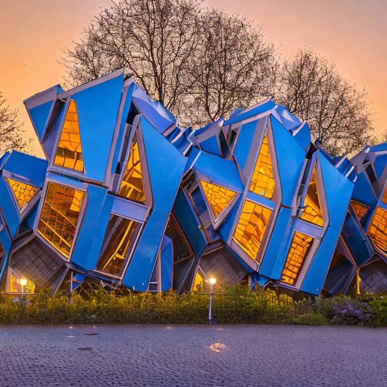 The Cube Houses in Rotterdam, as seen by artificial intelligence Stable Diffusion