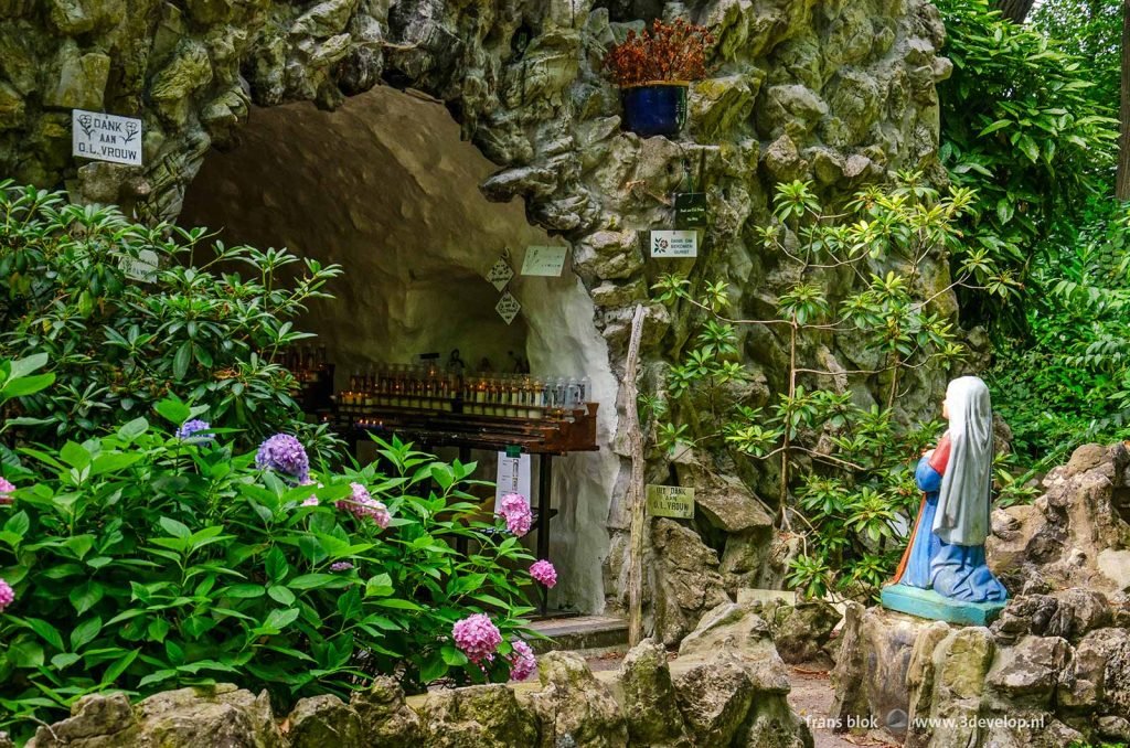 Lourdes cave in the St. Sixtus Forest next to Westvleteren Abbey, Belgium