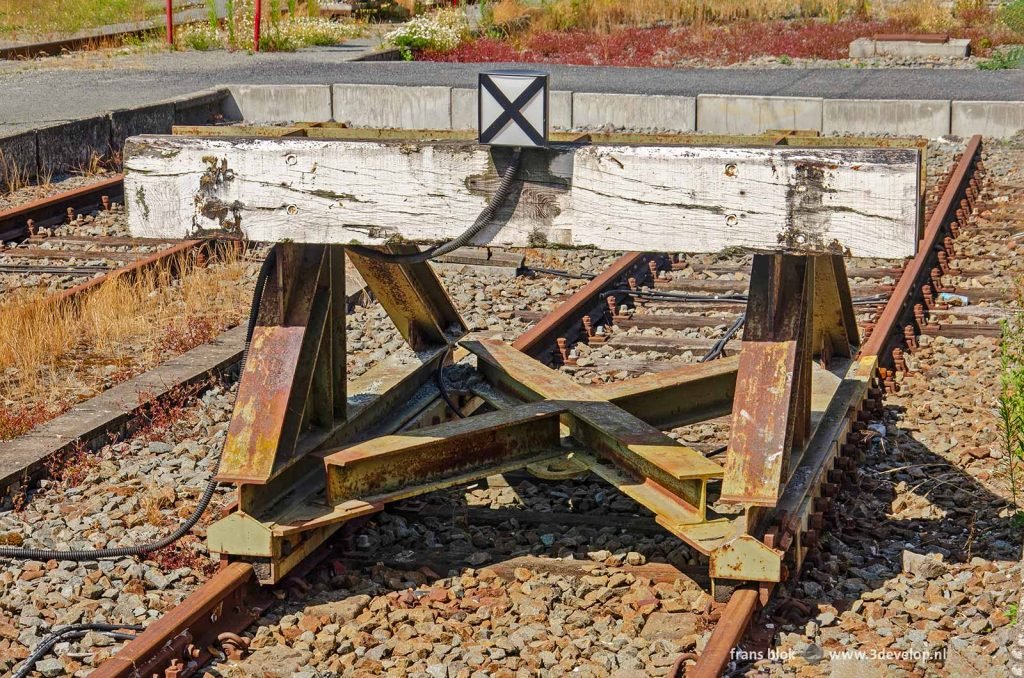 Buffer at the end of the railway line in Poperinge, Flanders