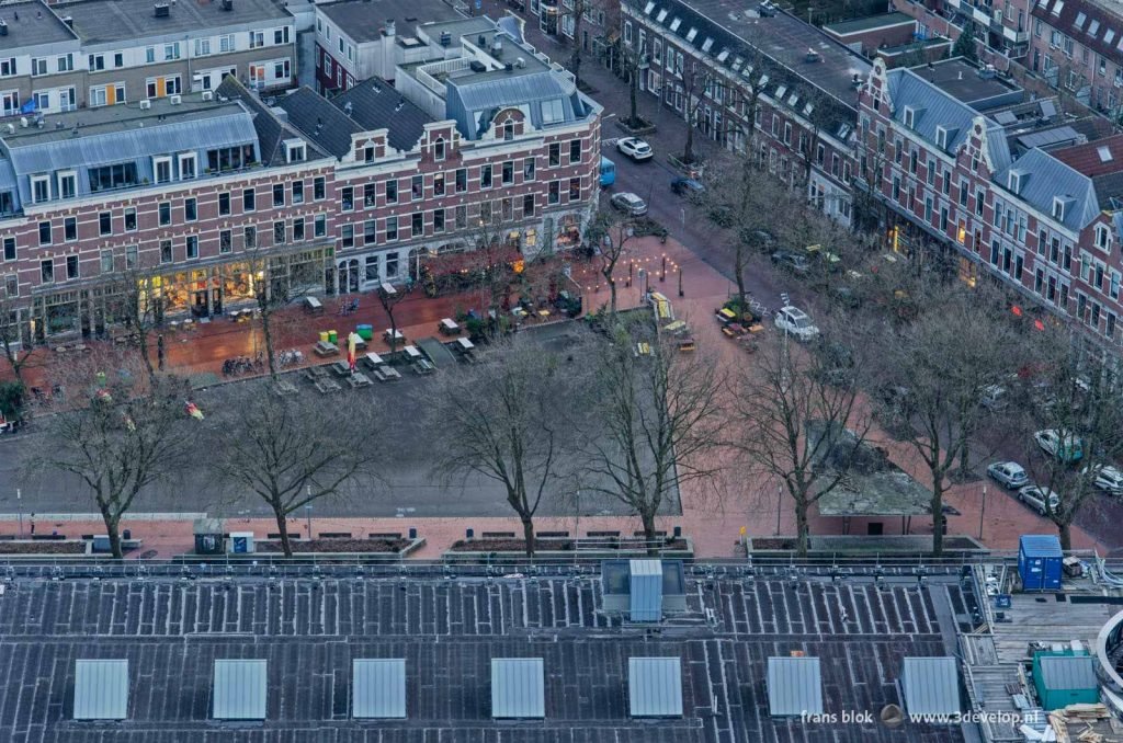 Deliplein in the Rotterdam neighbourhood of Katendrecht, seen from above