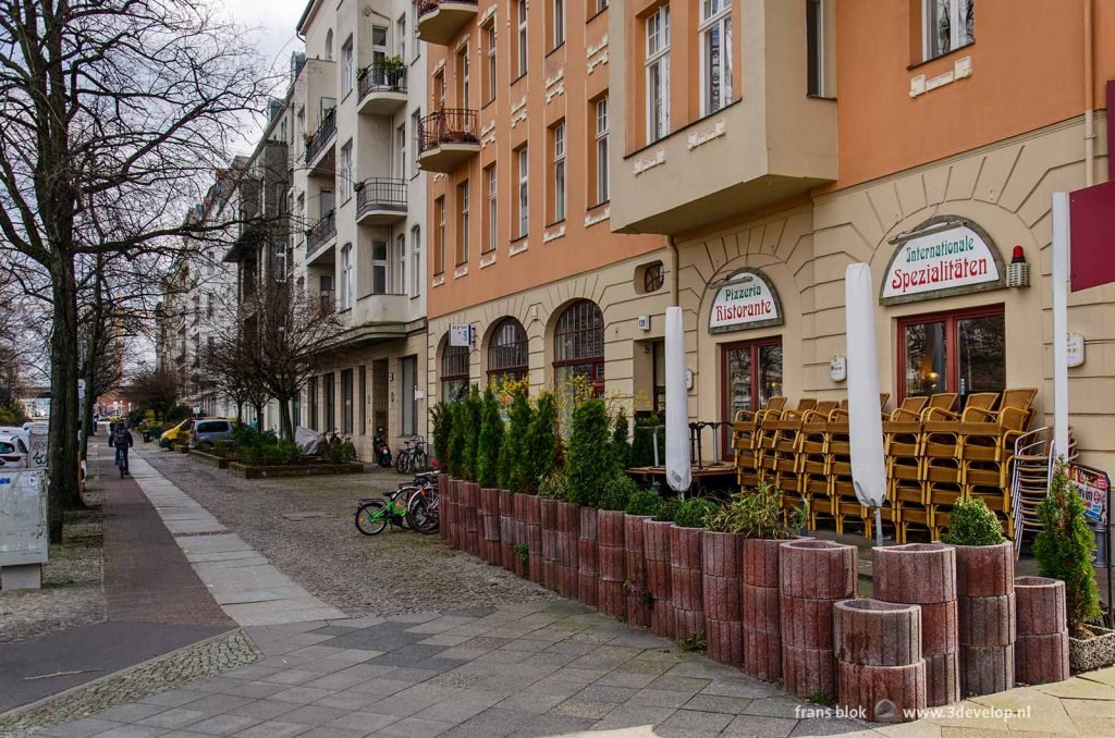 Pavement and facades along Alt Moabit in Berlin