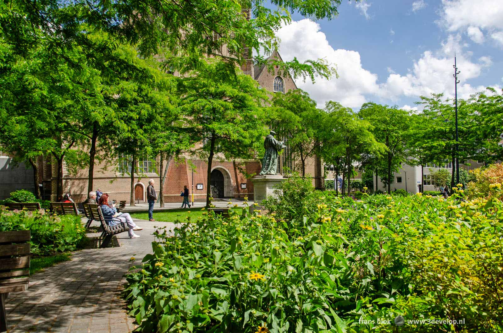 The green square in front of Saint Lawrence Church in downtown Rotterdam